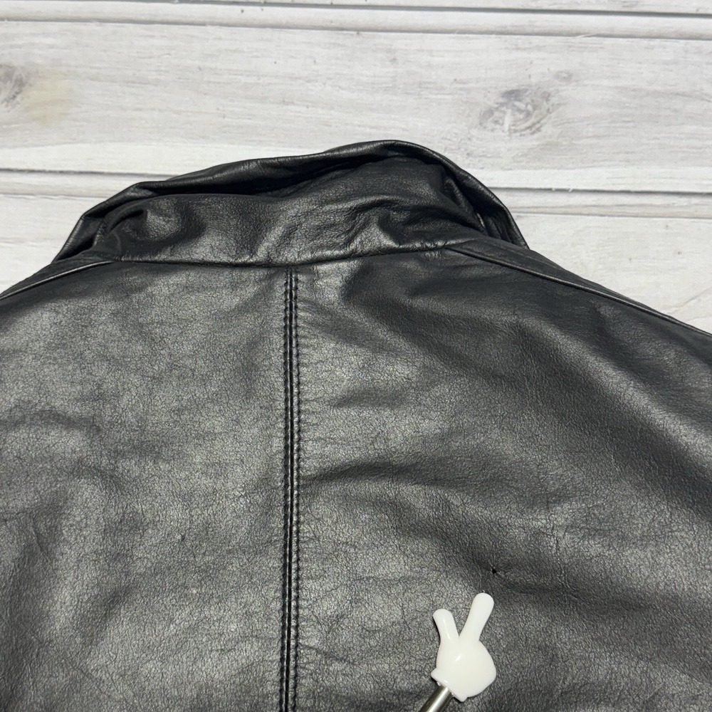 Vintage Members Only Bomber Jacket Mens Large Black Leather Coat Quilted Lining - Picture 5 of 9